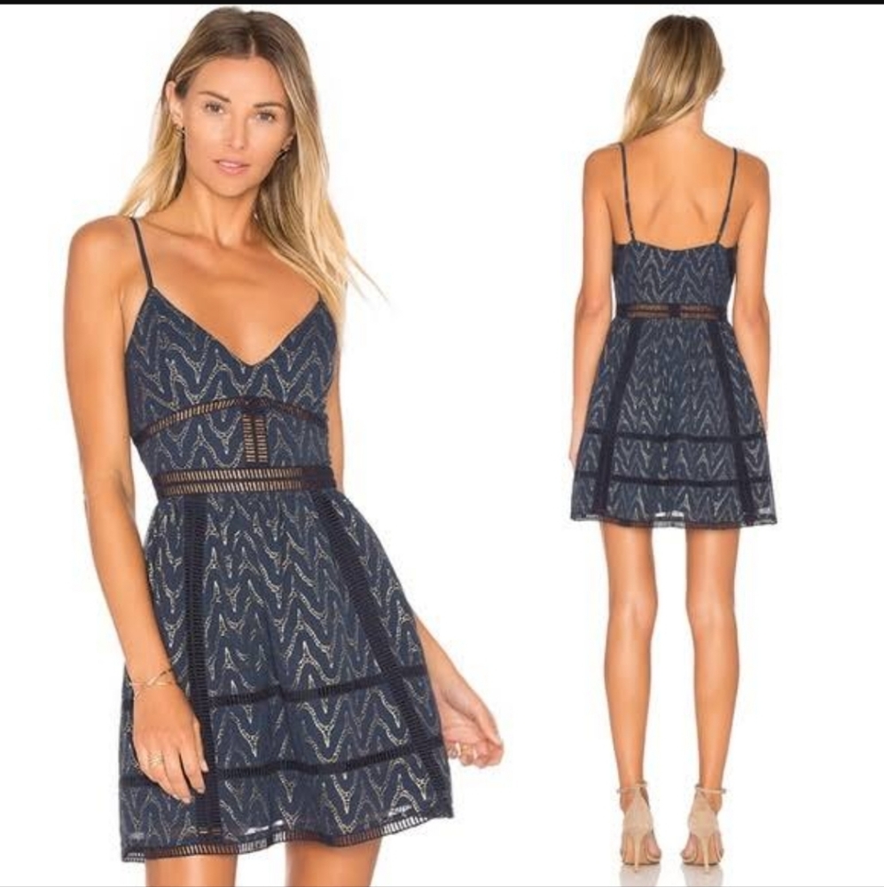 Revolve NBD Miley Dress Fit N Flare Navy Small